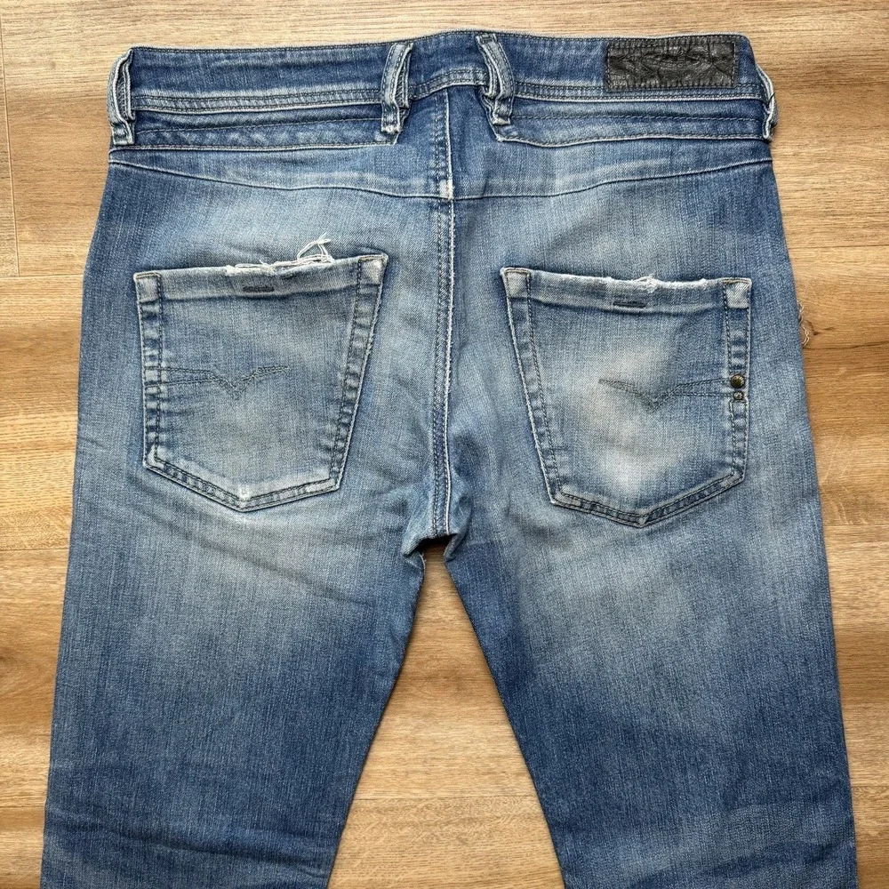 Diesel Belther Jeans Men 29x32 Blue Slim Tapered Stretch Medium Wash Faded RX380